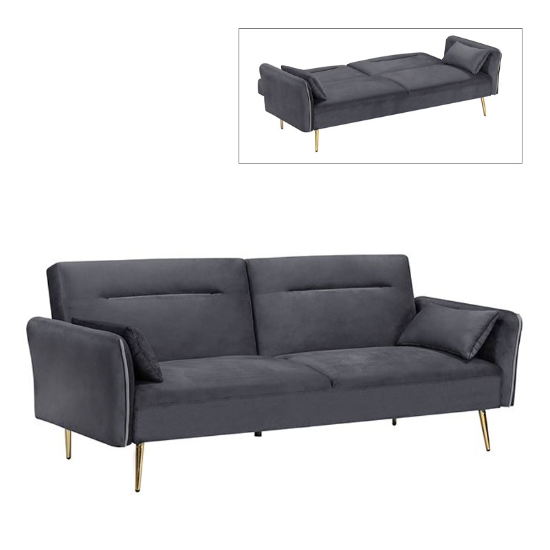FLICK Sofa-Bed 3-Seater / Velure Grey Fabric