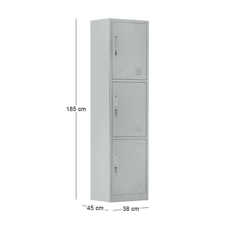 3-LOCKER Metal 38x45x185cm Grey