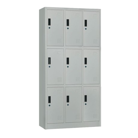 Φοριαμός Locker μεταλλικός 9 θέσεων με ράφια χρώμα γκρι 90x40x185εκ.