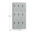 9-LOCKER (with shelves) Metal 90x40x185 Grey