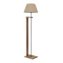 Moris Megapap MDF - fabric PVC floor lamp in walnut - beige color Φ38x150εκ.