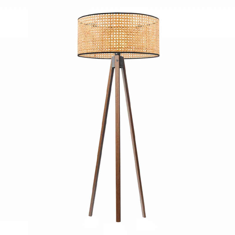Rivo Megapap E27 wood - rattan  floor lamp in natural color Ø38x140cm.