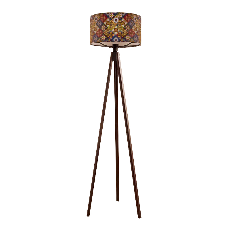 Rosling Megapap Mdf/fabric/Pvc floor lamp in walnut - multicolor 38x38x140cm.