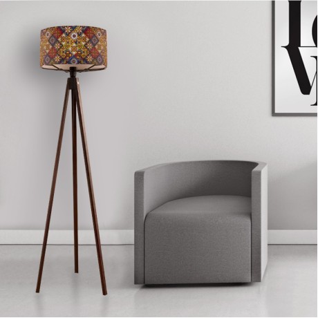 Rosling Megapap Mdf/fabric/Pvc floor lamp in walnut - multicolor 38x38x140cm.