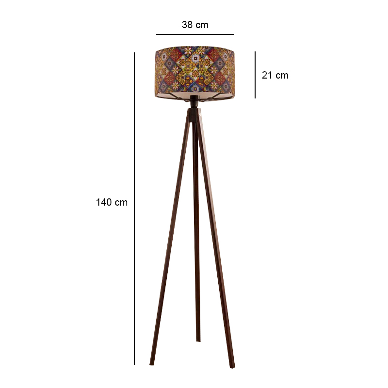 Rosling Megapap Mdf/fabric/Pvc floor lamp in walnut - multicolor 38x38x140cm.