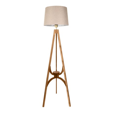 Solen Megapap wooden - PVC fabric floor lamp in walnut - beige color 45x45x155cm.