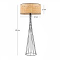 Solin Megapap E27 wood - rattan  floor lamp in natural color Ø38x140cm.