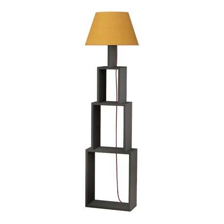 Tower Megapap melamine - fabric floor lamp in anthracite / yellow color 40x19,8x168cm.
