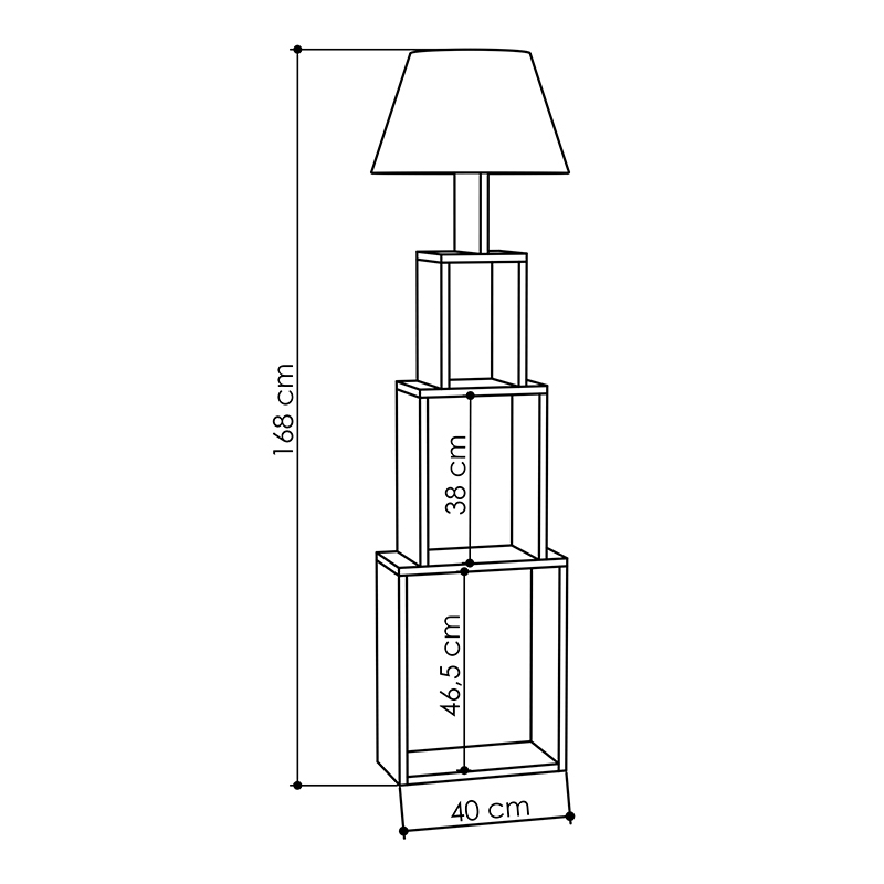 Tower Megapap melamine - fabric floor lamp in anthracite / yellow color 40x19,8x168cm.