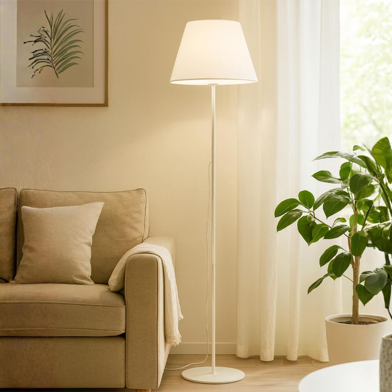 Vilo Megapap E27 metallic/fabric PVC  floor lamp in white color Ø35x152cm.