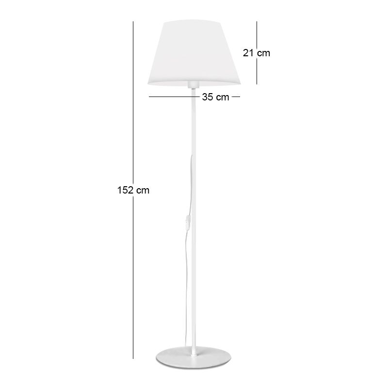 Vilo Megapap E27 metallic/fabric PVC  floor lamp in white color Ø35x152cm.