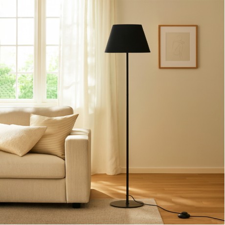 Vilo Megapap E27 metallic/fabric PVC  floor lamp in black color Ø35x152cm.