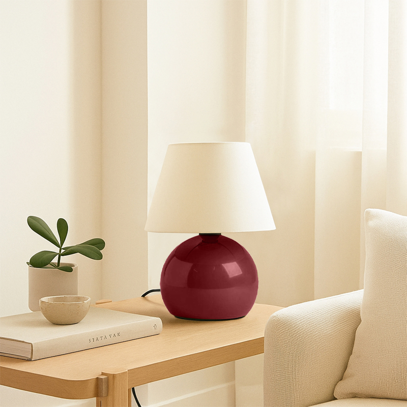 Alaska Megapap E27 metal - fabric pvc in wine red - cream color Ø22x30cm.