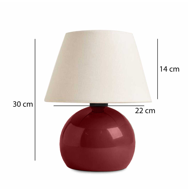 Alaska Megapap E27 metal - fabric pvc in wine red - cream color Ø22x30cm.