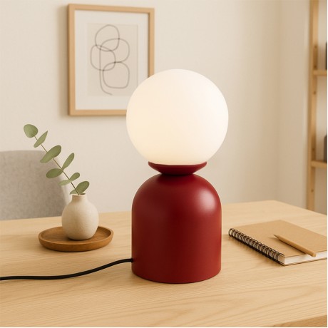 Albus Megapap E14 metal - glass in wine red - white color Ø13x28cm.