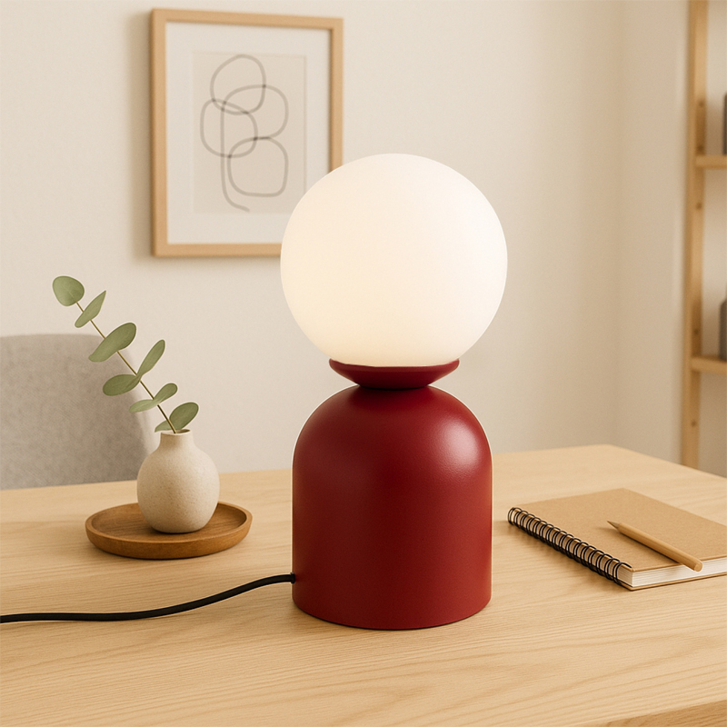 Albus Megapap E14 metal - glass in wine red - white color Ø13x28cm.
