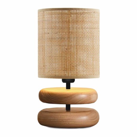 Lucia Megapap E14 wooden - pe rattan table lamp in natural color Ø15x35cm.