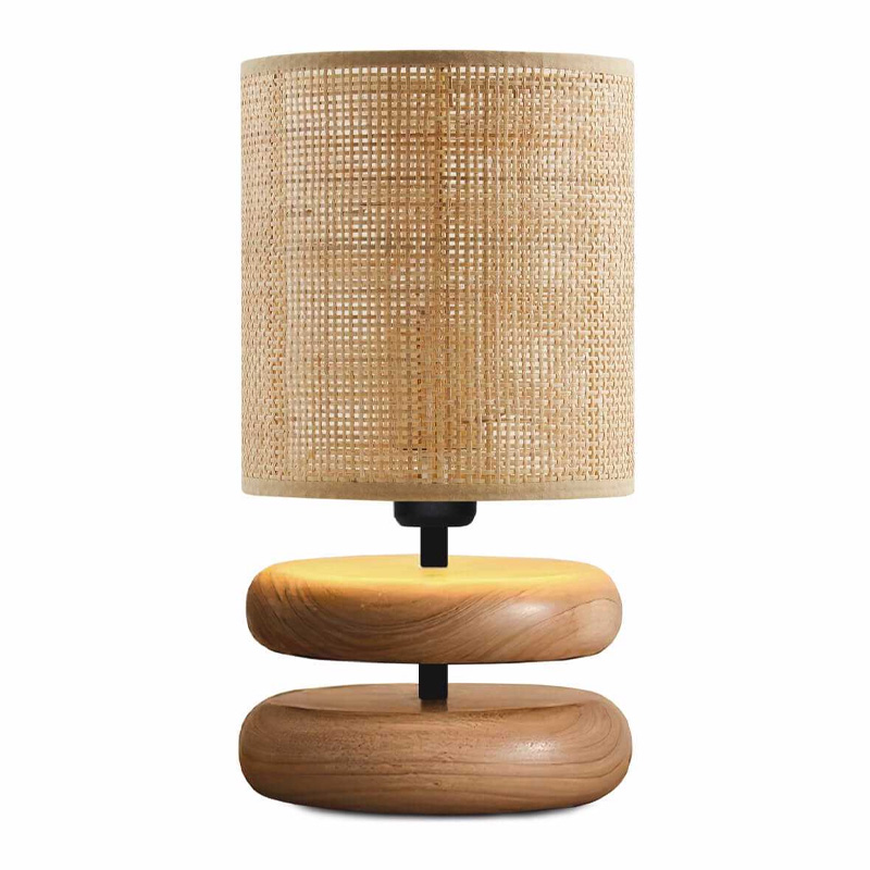 Lucia Megapap E14 wooden - pe rattan table lamp in natural color Ø15x35cm.