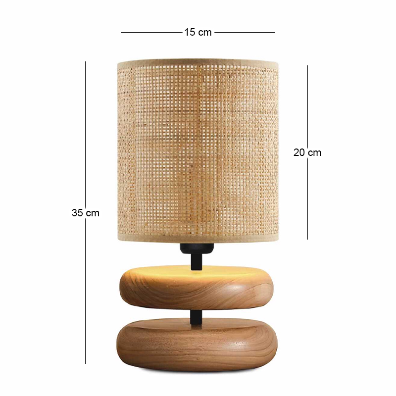 Lucia Megapap E14 wooden - pe rattan table lamp in natural color Ø15x35cm.
