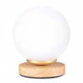 Luma Megapap E27 wooden - glass table lamp in natural - white color Ø12x18cm.