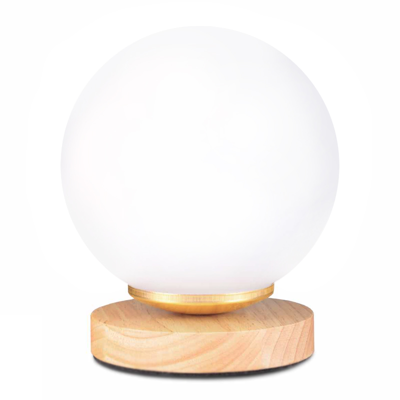 Luma Megapap E27 wooden - glass table lamp in natural - white color Ø12x18cm.