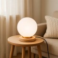 Luma Megapap E27 wooden - glass table lamp in natural - white color Ø12x18cm.