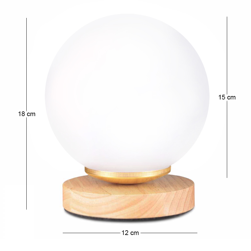 Luma Megapap E27 wooden - glass table lamp in natural - white color Ø12x18cm.