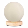 Φωτιστικό επιτραπέζιο Lumo Megapap E14 ξύλινο - Pvc χρώμα φυσικό - κρεμ Ø12x17εκ.