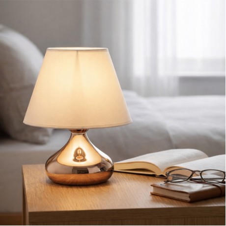 Luvia Megapap E27 metal - fabric pvc in gold - cream color Ø22x25cm.