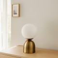 Ryka Megapap E14 metal - glass in antiqued gold - white color Ø15x28cm.