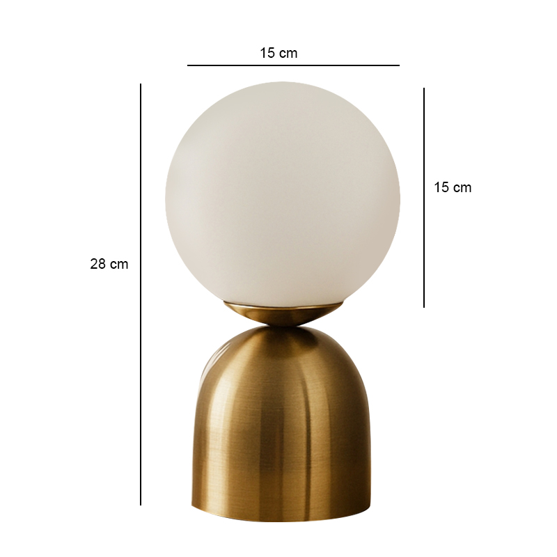 Ryka Megapap E14 metal - glass in antiqued gold - white color Ø15x28cm.