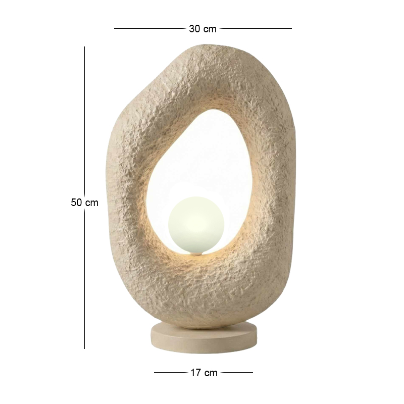 Zoga Megapap G9 fiberglass table lamp in ecru color 30x17x50cm.
