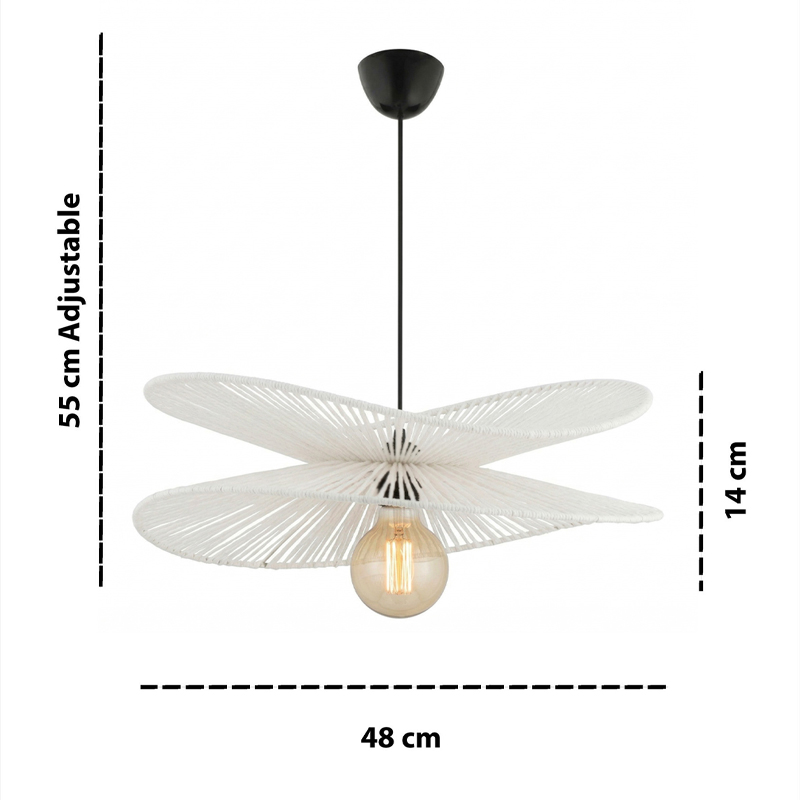 Dafodil Megapap E27 rope ceiling lamp in white color Ø48x55cm.