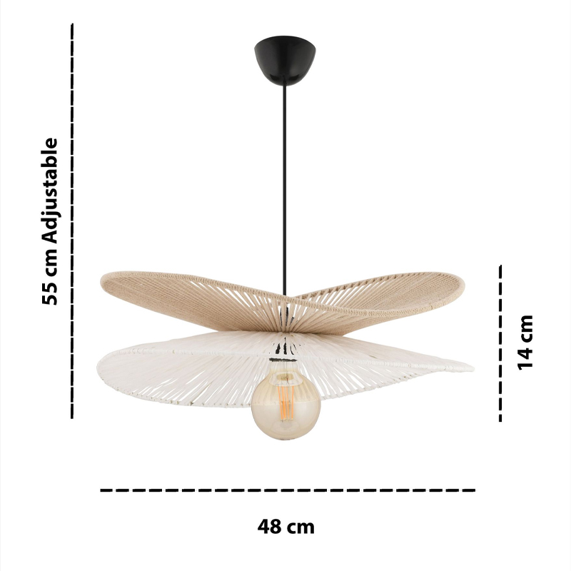 Dafodil Megapap E27 rope ceiling lamp in beige - white color Ø48x55cm.