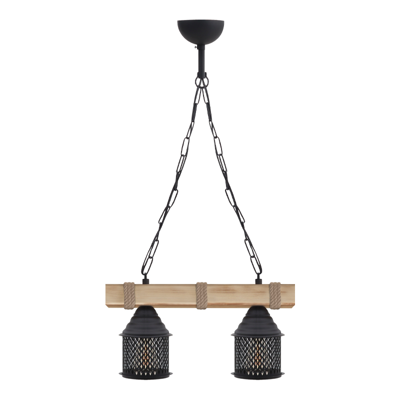 Elora Megapap wooden - metallic ceiling light in natural - black color 40x13x75cm.