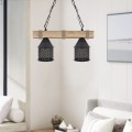 Elora Megapap wooden - metallic ceiling light in natural - black color 40x13x75cm.
