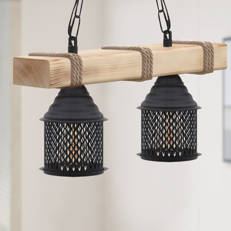 Elora Megapap wooden - metallic ceiling light in natural - black color 40x13x75cm.