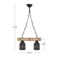 Elora Megapap wooden - metallic ceiling light in natural - black color 40x13x75cm.