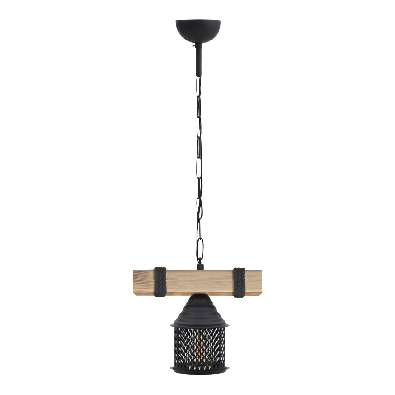 Elora Megapap wooden - metallic ceiling light in natural - black color 25x13x75cm.
