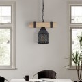 Elora Megapap wooden - metallic ceiling light in natural - black color 25x13x75cm.