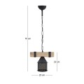 Elora Megapap wooden - metallic ceiling light in natural - black color 25x13x75cm.