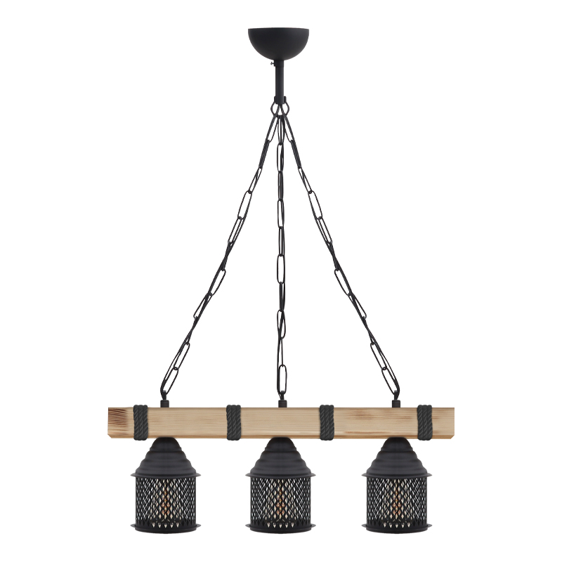 Elora Megapap wooden - metallic ceiling light in natural - black color 50x13x75cm.