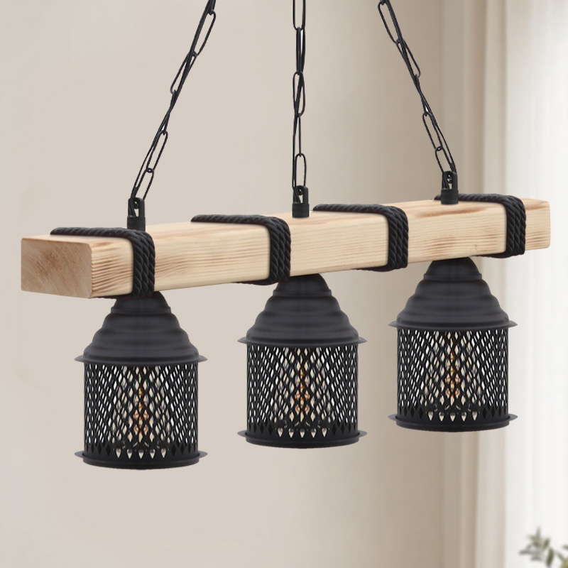 Elora Megapap wooden - metallic ceiling light in natural - black color 50x13x75cm.