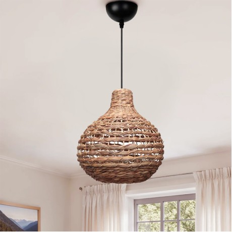 Faya Megapap E27 wicker ceiling lamp in natural color Ø46x100cm.
