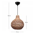 Faya Megapap E27 wicker ceiling lamp in natural color Ø46x100cm.
