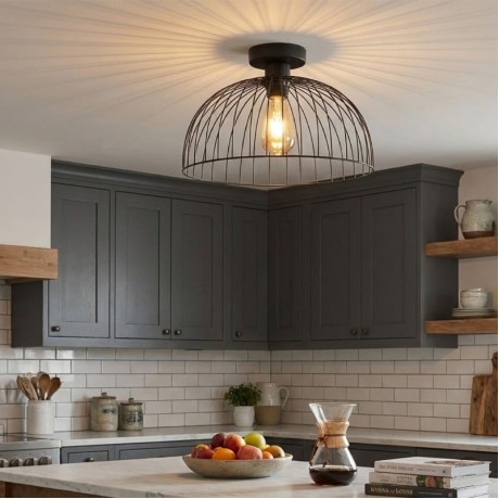 Kade Megapap E27 metallic ceiling lamp in black color Ø40x35cm.
