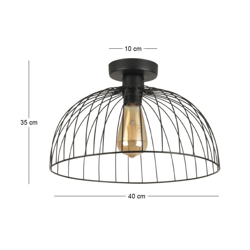 Kade Megapap E27 metallic ceiling lamp in black color Ø40x35cm.