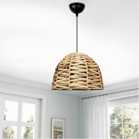 Kimi Megapap E27 wicker ceiling lamp in natural color Ø30x80cm.