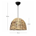 Kimi Megapap E27 wicker ceiling lamp in natural color Ø30x80cm.