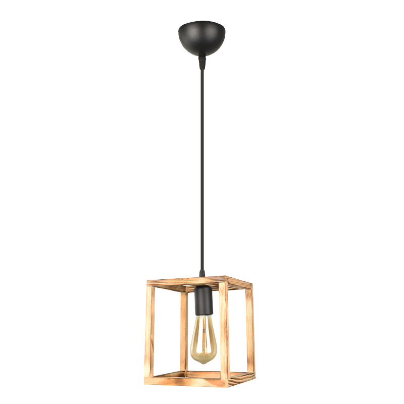 Kubo Megapap wooden ceiling light in natural color 18x18x65cm.